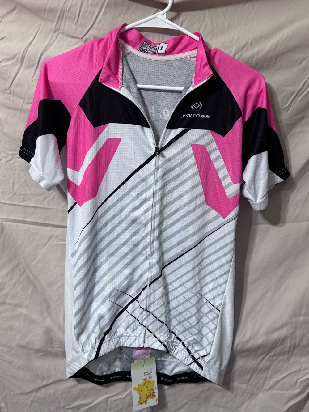 Women’s Pink & White Short-Sleeve Cycling Jersey
